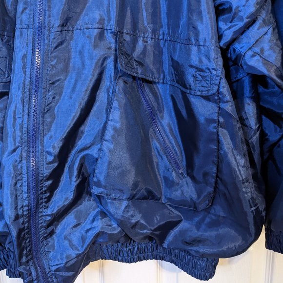 AST Sportswear Vintage Lined Blue Satin Coaches Jacket w/Pockets - size 6XL - Picture 5 of 12